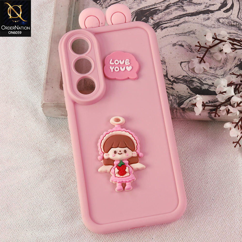 Vivo V70 FE Cover - Pink - 3D Cute Cartoon Characters Soft Silicone Case with Camera Protection