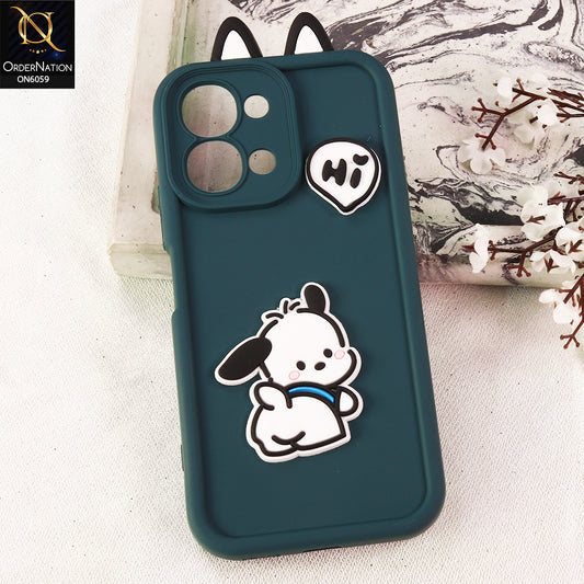 Vivo Y31d Cover - Green - 3D Cute Cartoon Characters Soft Silicone Case with Camera Protection