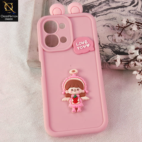 Vivo Y31d Cover - Pink - 3D Cute Cartoon Characters Soft Silicone Case with Camera Protection