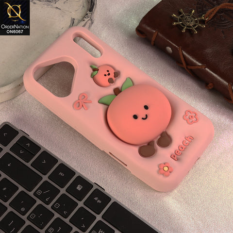 iPhone 17 Pro Max Cover - Pink - Cute Peach Silicone Phone Cover with Grip Holder