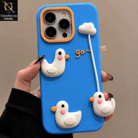 iPhone 12 Pro Max Cover - Blue - Premium 3D Bird Cartoon Soft Silicone Protective Phone Case