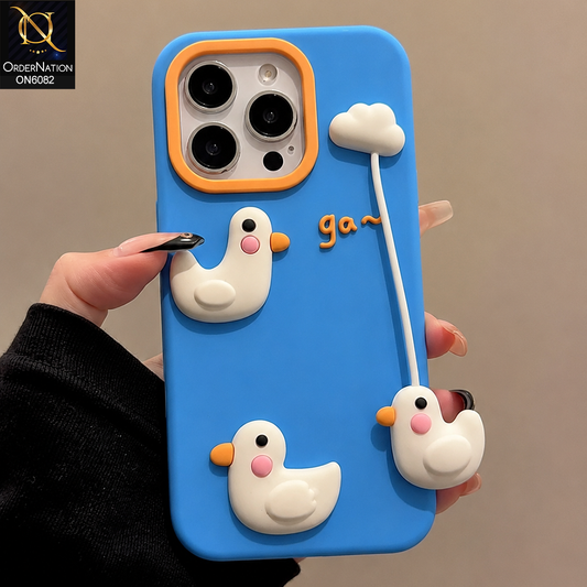 iPhone 14 Pro Max Cover - Blue - Premium 3D Bird Cartoon Soft Silicone Protective Phone Case