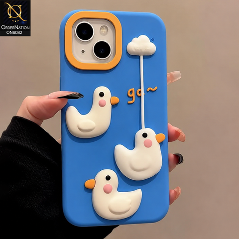 iPhone 13 Cover - Blue - Premium 3D Bird Cartoon Soft Silicone Protective Phone Case