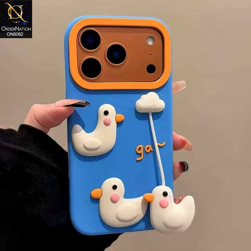 iPhone 17 Pro Cover - Blue - Premium 3D Bird Cartoon Soft Silicone Protective Phone Case
