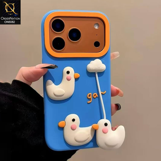 iPhone 17 Pro Cover - Blue - Premium 3D Bird Cartoon Soft Silicone Protective Phone Case