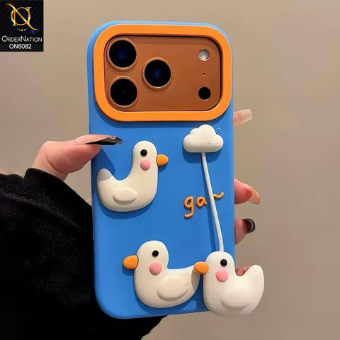 iPhone 17 Pro Cover - Blue - Premium 3D Bird Cartoon Soft Silicone Protective Phone Case