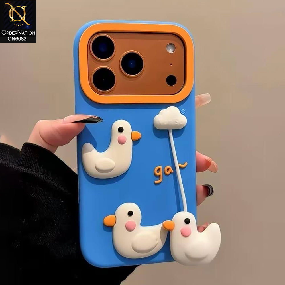 iPhone 17 Pro Max Cover - Blue - Premium 3D Bird Cartoon Soft Silicone Protective Phone Case