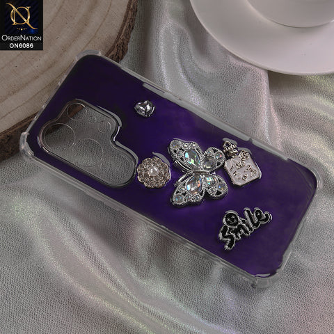 Tecno Camon 50 Pro 4G Cover - Blue - 3D Butterfly & Perfume Bottle Shinny Case Seamless Clear Borders Phone Cover