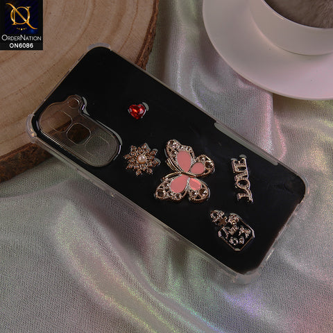 Infinix Hot 70 Cover - Black - 3D Butterfly & Perfume Bottle Shinny Case Seamless Clear Borders Phone Cover
