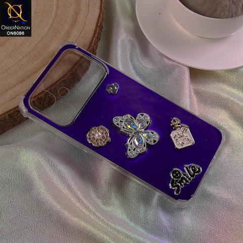 Infinix Smart 20 Cover - Blue - 3D Butterfly & Perfume Bottle Shinny Case Seamless Clear Borders Phone Cover