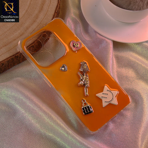 Tecno Pop 8 Cover - Orange - 3D Butterfly & Perfume Bottle Shinny Case Seamless Clear Borders Phone Cover