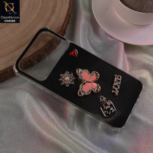 Tecno Spark 50 4G Cover - Black - 3D Butterfly & Perfume Bottle Shinny Case Seamless Clear Borders Phone Cover