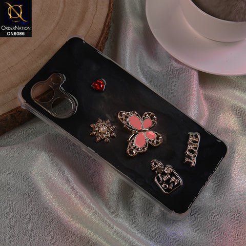 Tecno Spark Go 3 Cover - Black - 3D Butterfly & Perfume Bottle Shinny Case Seamless Clear Borders Phone Cover