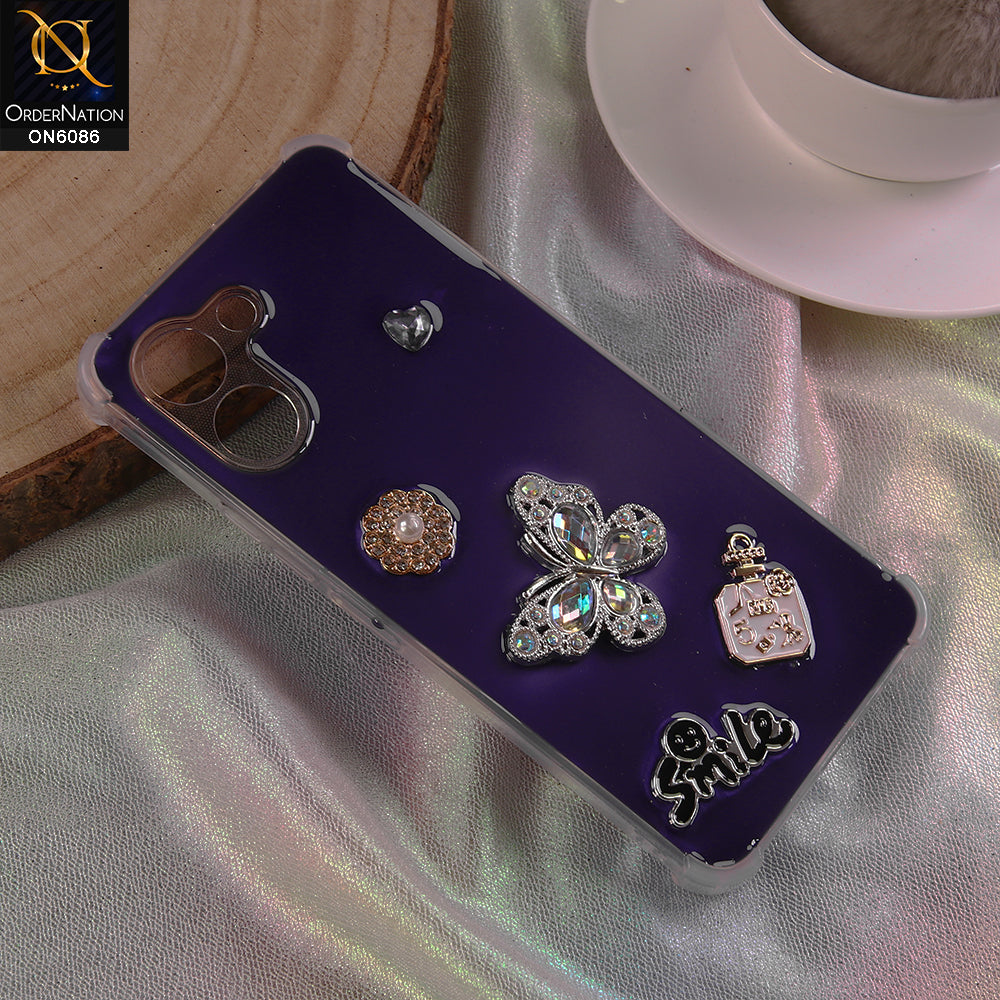 Tecno Spark Go 3 Cover - Blue - 3D Butterfly & Perfume Bottle Shinny Case Seamless Clear Borders Phone Cover