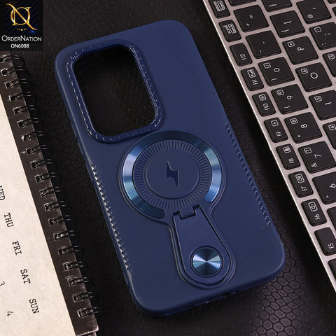 Tecno Camon 50 4G Cover - Blue - Luxury Soft Silicone Phone Case with Hidden Stand and Wireless Charge Compatible Design