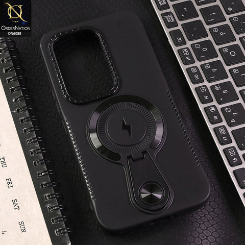 Tecno Camon 50 Pro 4G Cover - Black - Luxury Soft Silicone Phone Case with Hidden Stand and Wireless Charge Compatible Design