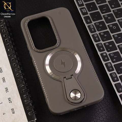 Tecno Camon 50 Ultra Cover - Brown - Luxury Soft Silicone Phone Case with Hidden Stand and Wireless Charge Compatible Design