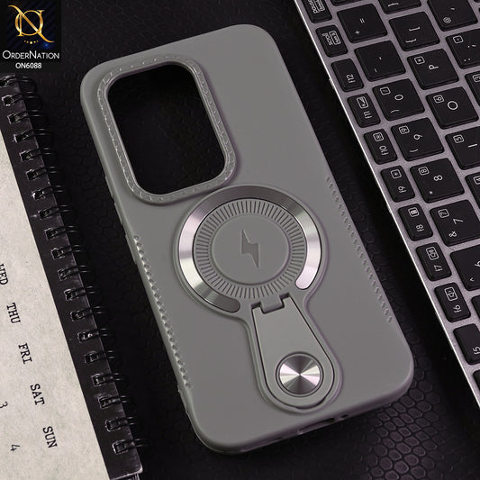 Tecno Camon 50 Ultra Cover - Gray - Luxury Soft Silicone Phone Case with Hidden Stand and Wireless Charge Compatible Design