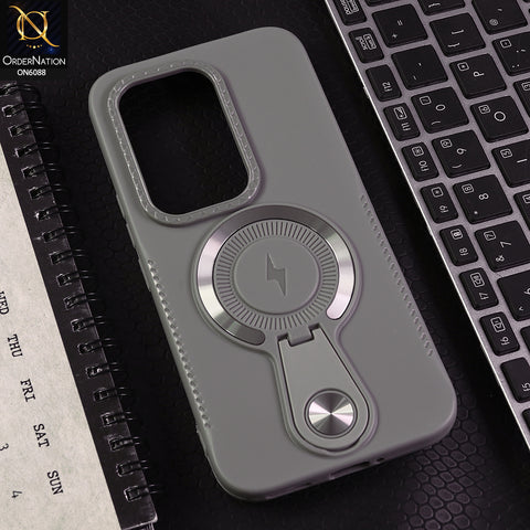 Tecno Camon 50 Pro 4G Cover - Gray - Luxury Soft Silicone Phone Case with Hidden Stand and Wireless Charge Compatible Design