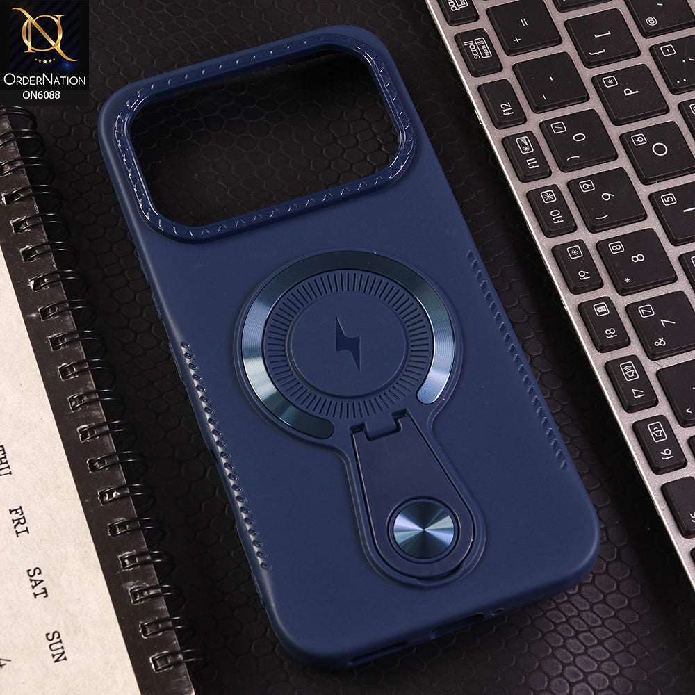 Infinix Note 60 Cover - Blue - Luxury Soft Silicone Phone Case with Hidden Stand and Wireless Charge Compatible Design