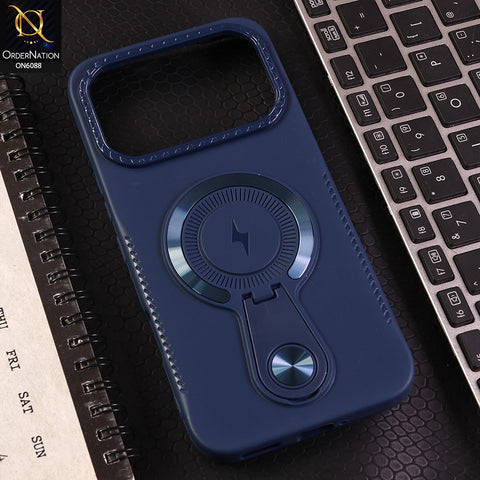 Infinix Note 60 Cover - Blue - Luxury Soft Silicone Phone Case with Hidden Stand and Wireless Charge Compatible Design