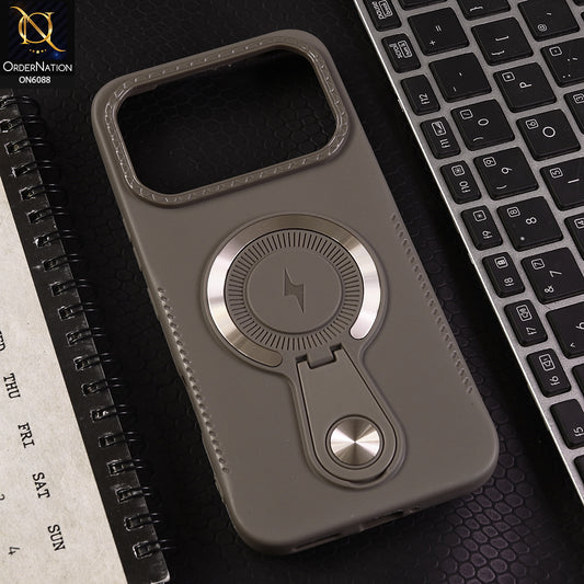 Infinix Note 60 Pro Cover - Brown - Luxury Soft Silicone Phone Case with Hidden Stand and Wireless Charge Compatible Design