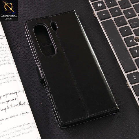 Tecno Camon 40 Pro Cover - Black - SM Leather Magnetic Flip Cover with Card Holder & Stand Premium Wallet Case for Phone Protection