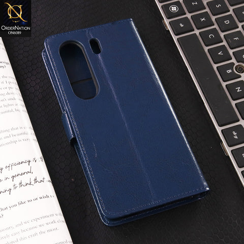 Tecno Camon 40 Pro Cover - Blue - SM Leather Magnetic Flip Cover with Card Holder & Stand Premium Wallet Case for Phone Protection