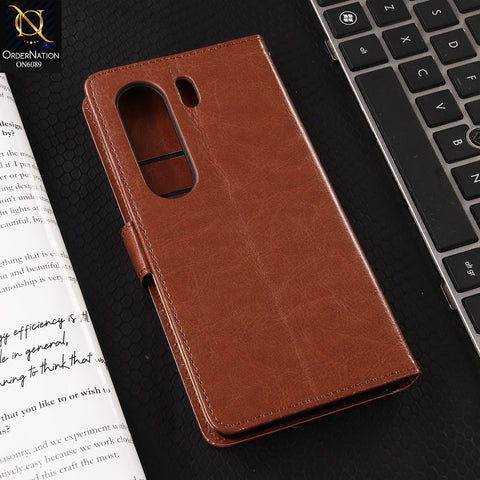 Tecno Camon 40 Pro Cover - Brown - SM Leather Magnetic Flip Cover with Card Holder & Stand Premium Wallet Case for Phone Protection