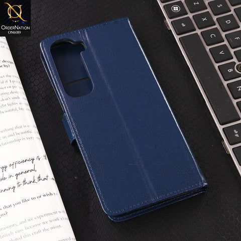 Infinix Hot 60 Pro Plus Cover - Blue - SM Leather Magnetic Flip Cover with Card Holder & Stand Premium Wallet Case for Phone Protection