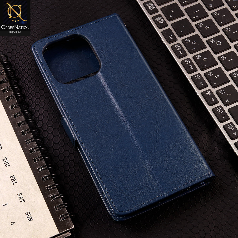 Oppo A6 Pro 5G Cover - Blue - SM Leather Magnetic Flip Cover with Card Holder & Stand Premium Wallet Case for Phone Protection