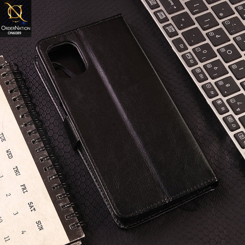 Samsung Galaxy A06 Cover - Black - SM Leather Magnetic Flip Cover with Card Holder & Stand Premium Wallet Case for Phone Protection