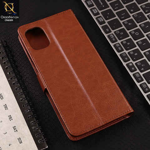 Samsung Galaxy A06 Cover - Brown - SM Leather Magnetic Flip Cover with Card Holder & Stand Premium Wallet Case for Phone Protection