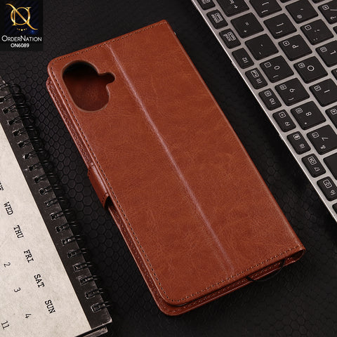 Samsung Galaxy M07 Cover - Brown - SM Leather Magnetic Flip Cover with Card Holder & Stand Premium Wallet Case for Phone Protection