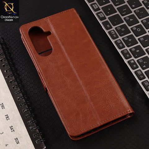 Samsung Galaxy A37 Cover - Brown - SM Leather Magnetic Flip Cover with Card Holder & Stand Premium Wallet Case for Phone Protection