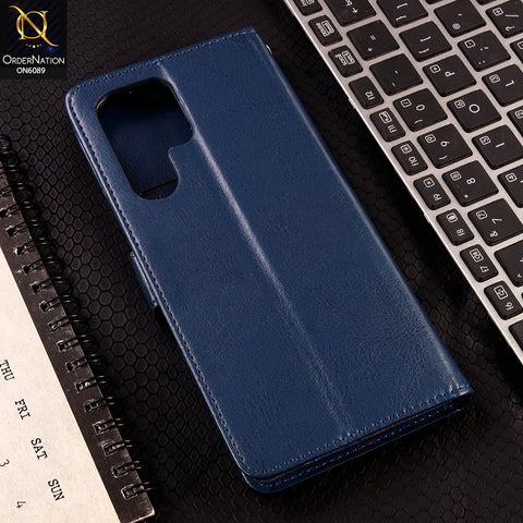 Samsung Galaxy S22 Ultra 5G Cover - Blue - SM Leather Magnetic Flip Cover with Card Holder & Stand Premium Wallet Case for Phone Protection