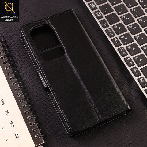 Samsung Galaxy S25 Ultra Cover - Black - SM Leather Magnetic Flip Cover with Card Holder & Stand Premium Wallet Case for Phone Protection