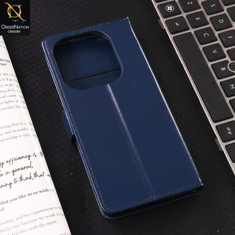 Infinix Smart 8 Cover - Blue - SM Leather Magnetic Flip Cover with Card Holder & Stand Premium Wallet Case for Phone Protection