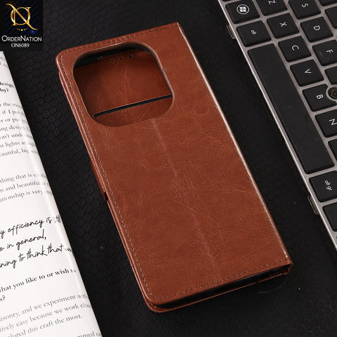 Infinix Smart 8 Plus Cover - Brown - SM Leather Magnetic Flip Cover with Card Holder & Stand Premium Wallet Case for Phone Protection
