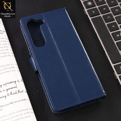 Tecno Spark 40 Pro Cover - Blue - SM Leather Magnetic Flip Cover with Card Holder & Stand Premium Wallet Case for Phone Protection