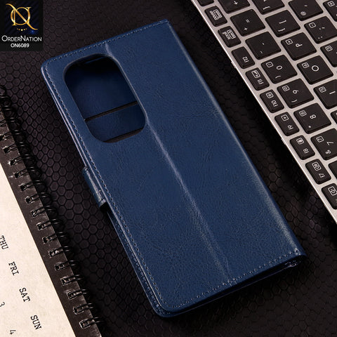 Tecno Spark 40 Pro Plus Cover - Blue - SM Leather Magnetic Flip Cover with Card Holder & Stand Premium Wallet Case for Phone Protection