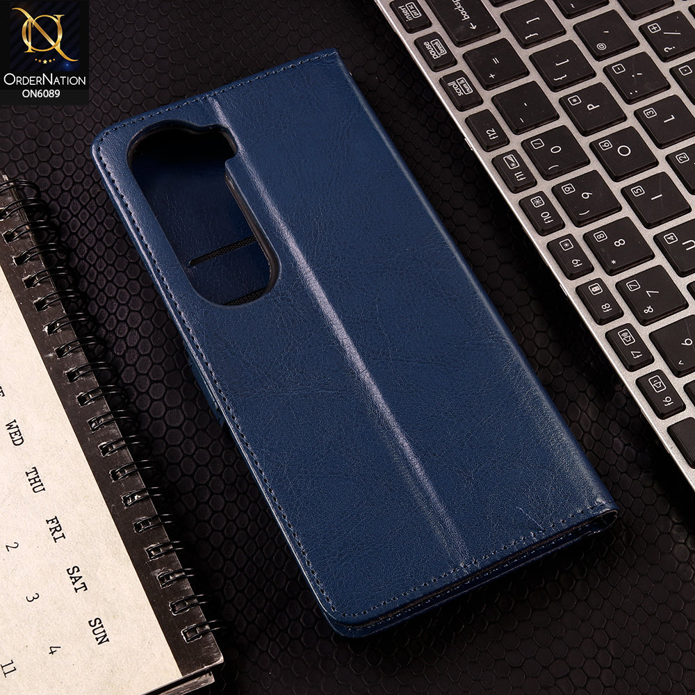 Vivo Y31 5G Cover - Blue - SM Leather Magnetic Flip Cover with Card Holder & Stand Premium Wallet Case for Phone Protection