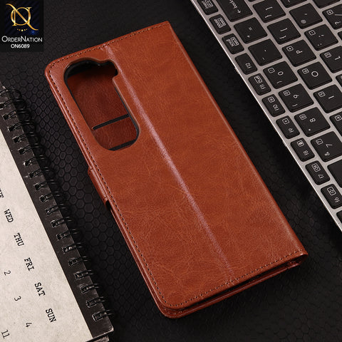 Vivo Y21d Cover - Brown - SM Leather Magnetic Flip Cover with Card Holder & Stand Premium Wallet Case for Phone Protection
