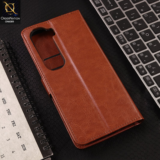 Vivo Y400 4G Cover - Brown - SM Leather Magnetic Flip Cover with Card Holder & Stand Premium Wallet Case for Phone Protection