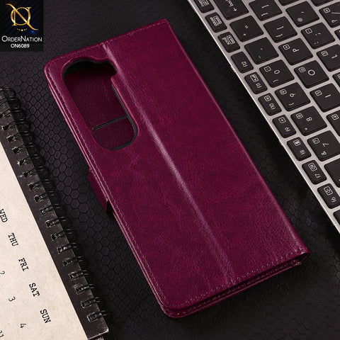 Vivo Y400 Cover - Red - SM Leather Magnetic Flip Cover with Card Holder & Stand Premium Wallet Case for Phone Protection