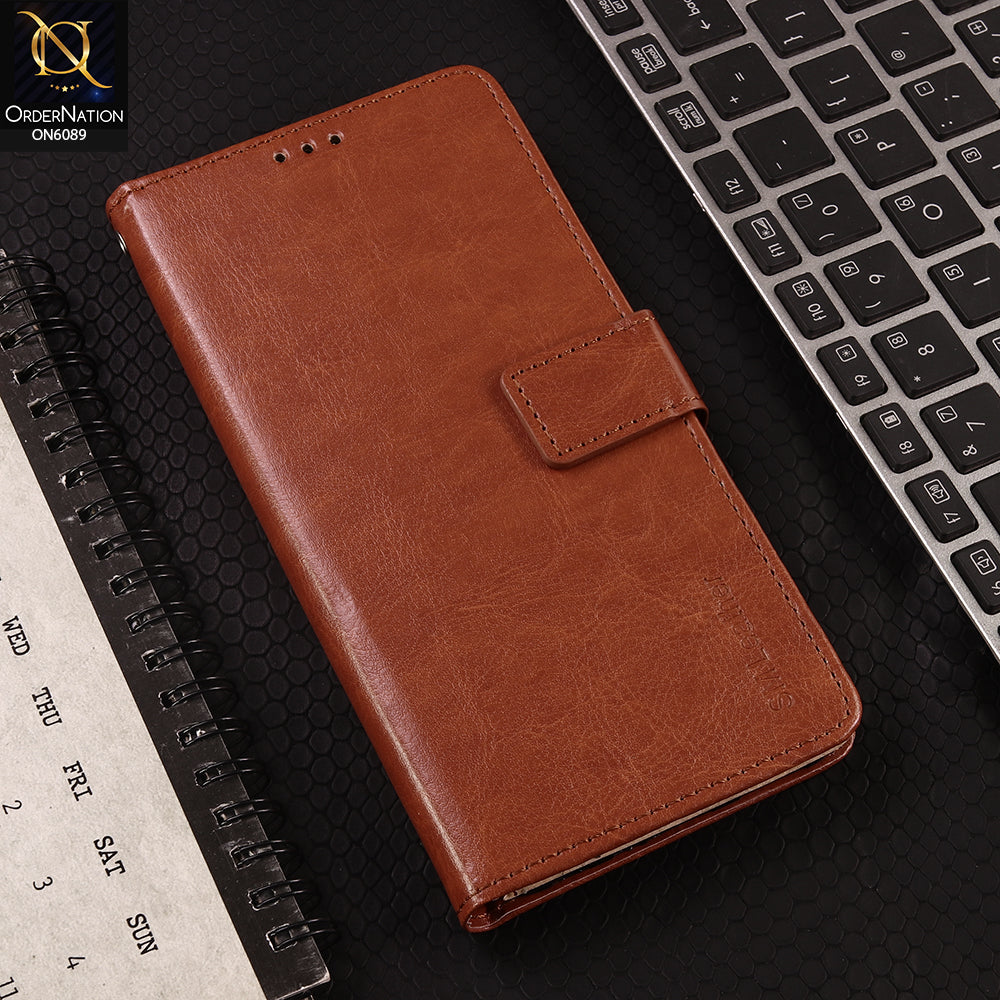 Tecno Camon 40 Pro Cover - Brown - SM Leather Magnetic Flip Cover with Card Holder & Stand Premium Wallet Case for Phone Protection