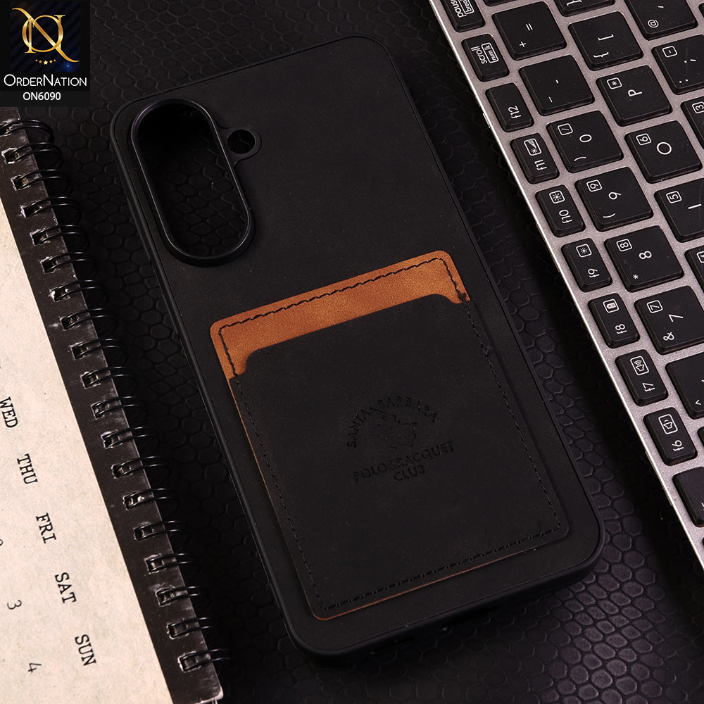Samsung Galaxy A57 Cover - Black - Premium Leather Card Pocket Protective Case
