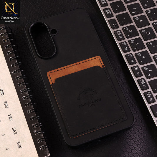 Samsung Galaxy A57 Cover - Black - Premium Leather Card Pocket Protective Case