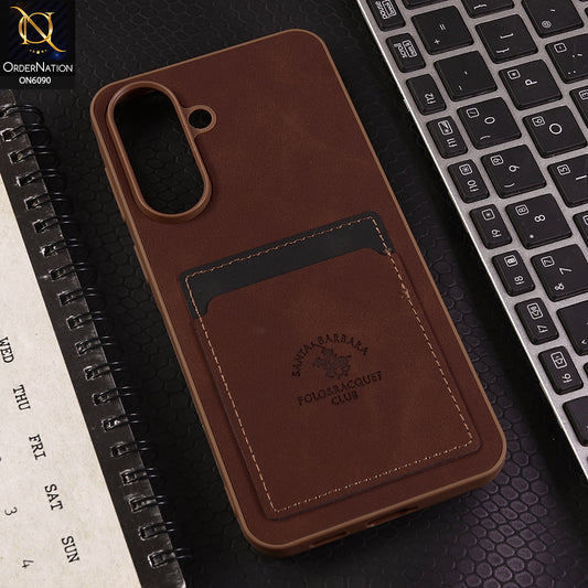 Samsung Galaxy A57 Cover - Dark Brown - Premium Leather Card Pocket Protective Case