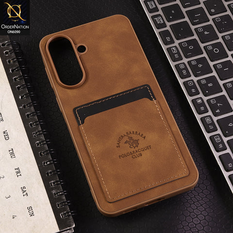 Samsung Galaxy A57 Cover - Light Brown - Premium Leather Card Pocket Protective Case